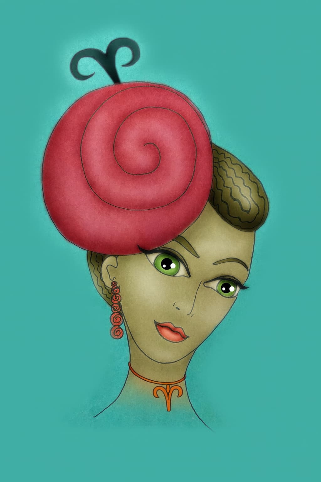 Aries-horoscopo Ilustración mujer Aries signo fuego con energía y liderazgo.