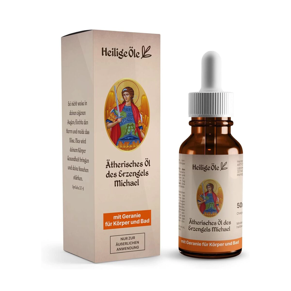 Aceite esencial espiritual en frasco de vidrio ámbar con gotero