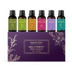 Set de aceites esenciales puros para aromaterapia en frascos de vidrio ámbar