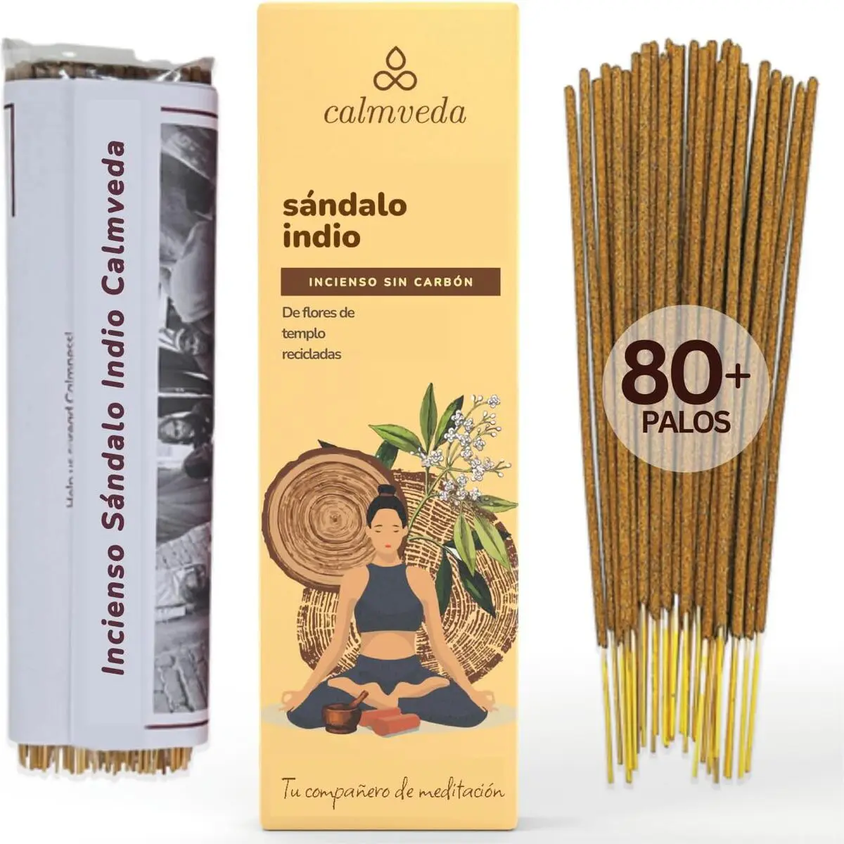 ALT: Inciensos terapéuticos de sándalo indio 80 varillas naturales sin carbón para meditación y relajación