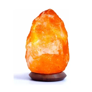Lámpara de sal del Himalaya natural con base de madera