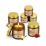 Velas aromáticas artesanas de cera vegetal en frasco de vidrio
